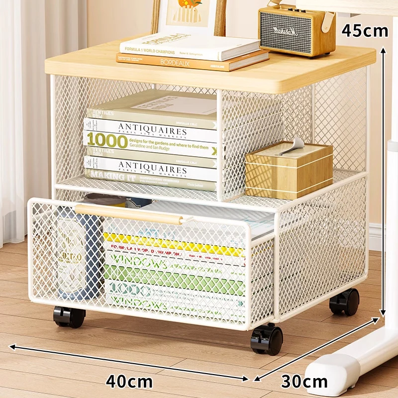 Mobiler Druckerstand mit verriegelbaren Rollen und Unterregal-Organizer