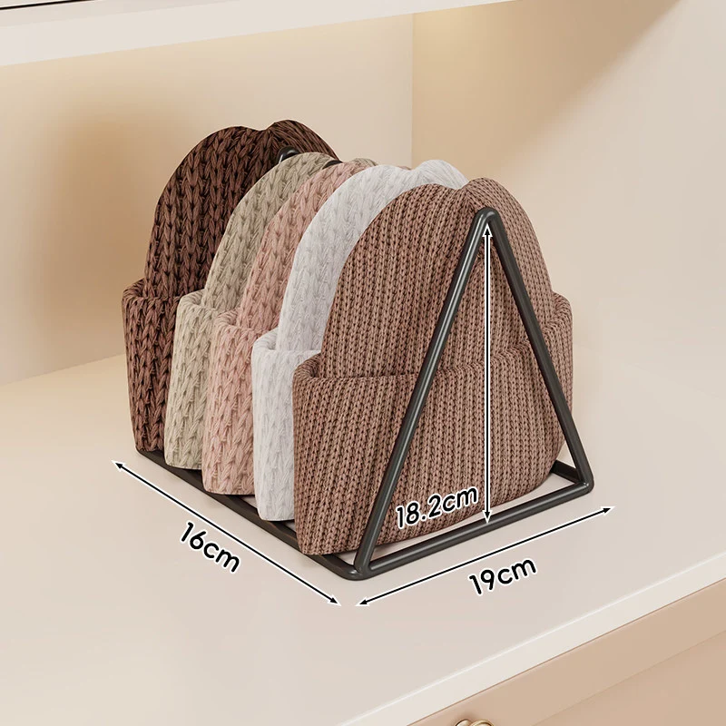 Dreieckiger Metall-Multi-Slot-Strickmütze und Beaniefächer-Rack
