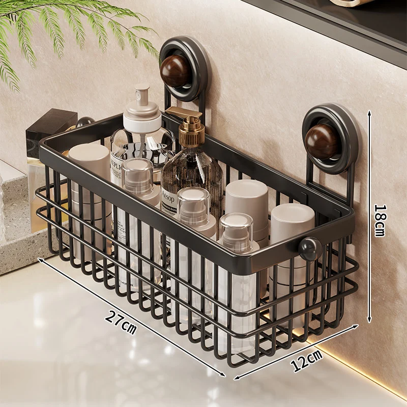 Saugnapf-montierte rechteckige Badezimmer-Waschtisch-Organizer-Basket mit Ablassgitter und abnehmbarem Becher