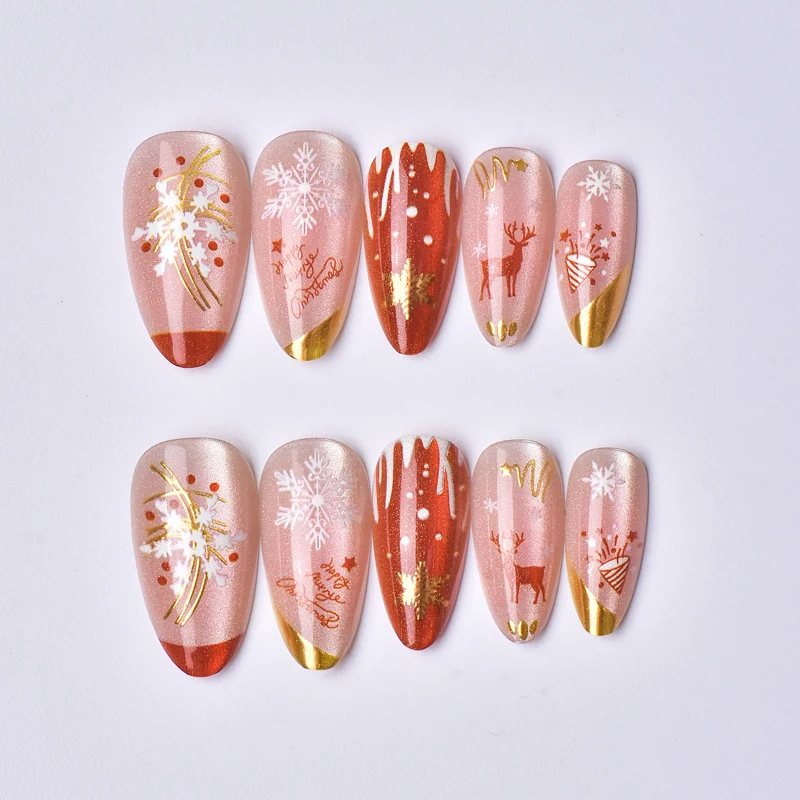 Saisonales Festliches Press-On Nagelkunst Set
