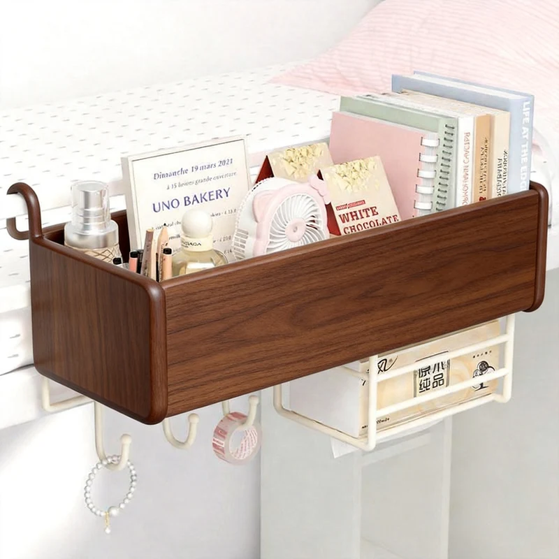 Loft-Bett Unter-Schienengitter Metal Mesh Organizer mit Taschentuchboxschublade und Mehrfachhaken