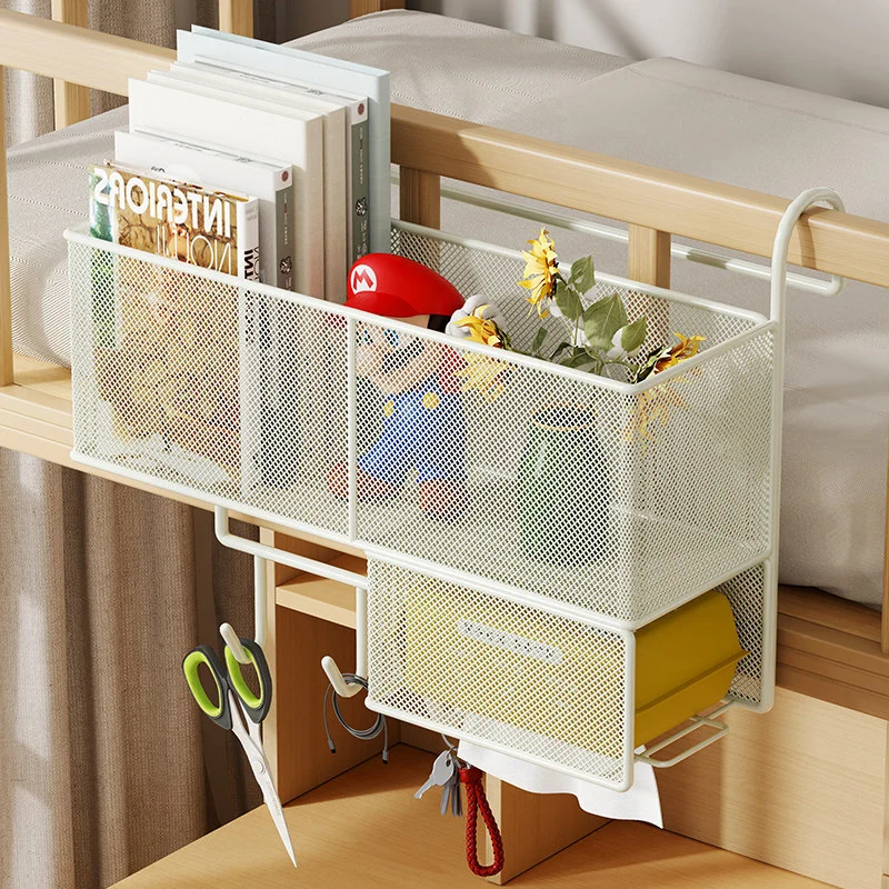 Loft-Bett Unter-Schienengitter Metal Mesh Organizer mit Taschentuchboxschublade und Mehrfachhaken