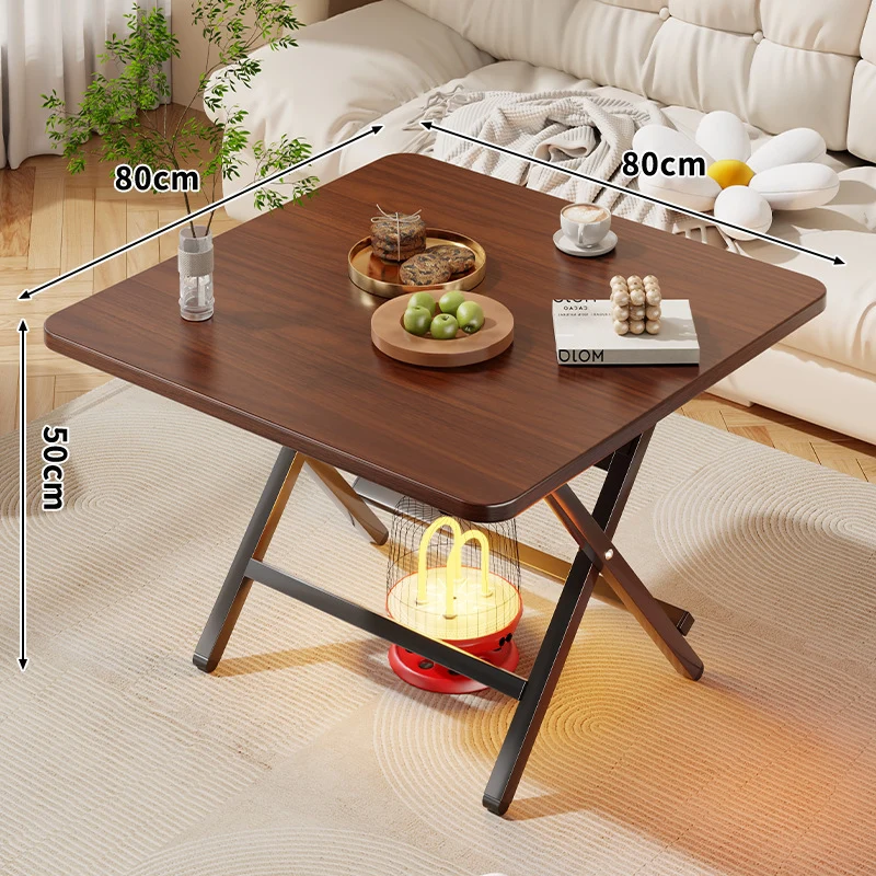 Faltbarer quadratischer Kaffee- und Beistelltisch mit Marmor-Effekt-Top und zusammenklappbarem X-Beinrahmen
