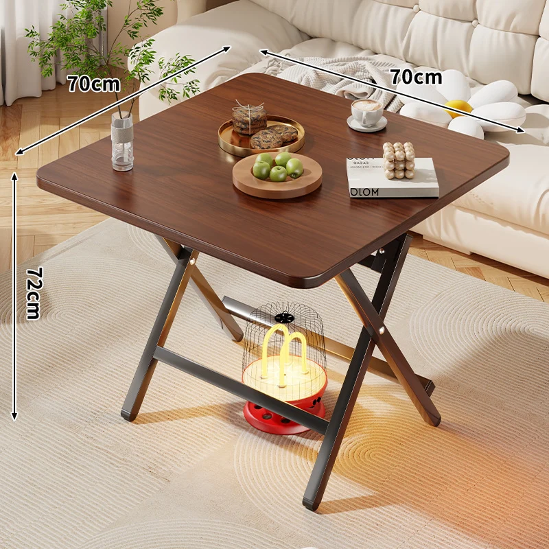 Faltbarer quadratischer Kaffee- und Beistelltisch mit Marmor-Effekt-Top und zusammenklappbarem X-Beinrahmen