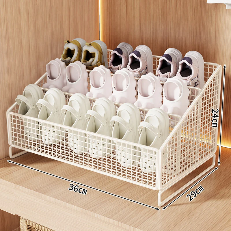 Kompakte geneigte Tri-Level-Mesh-Schlappen- und kleine Schuh-Organizer-Binne