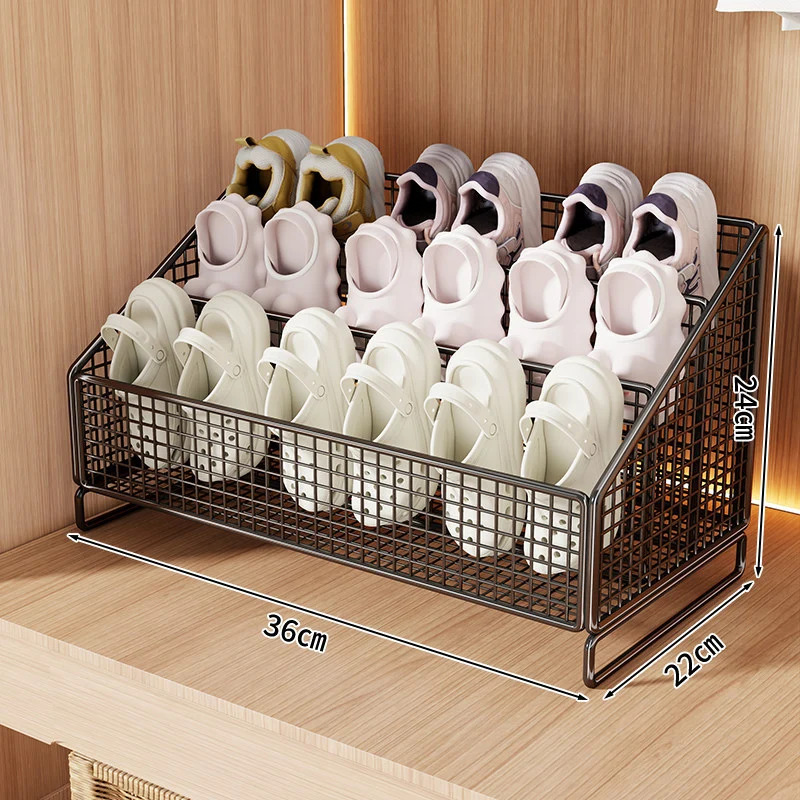 Kompakte geneigte Tri-Level-Mesh-Schlappen- und kleine Schuh-Organizer-Binne