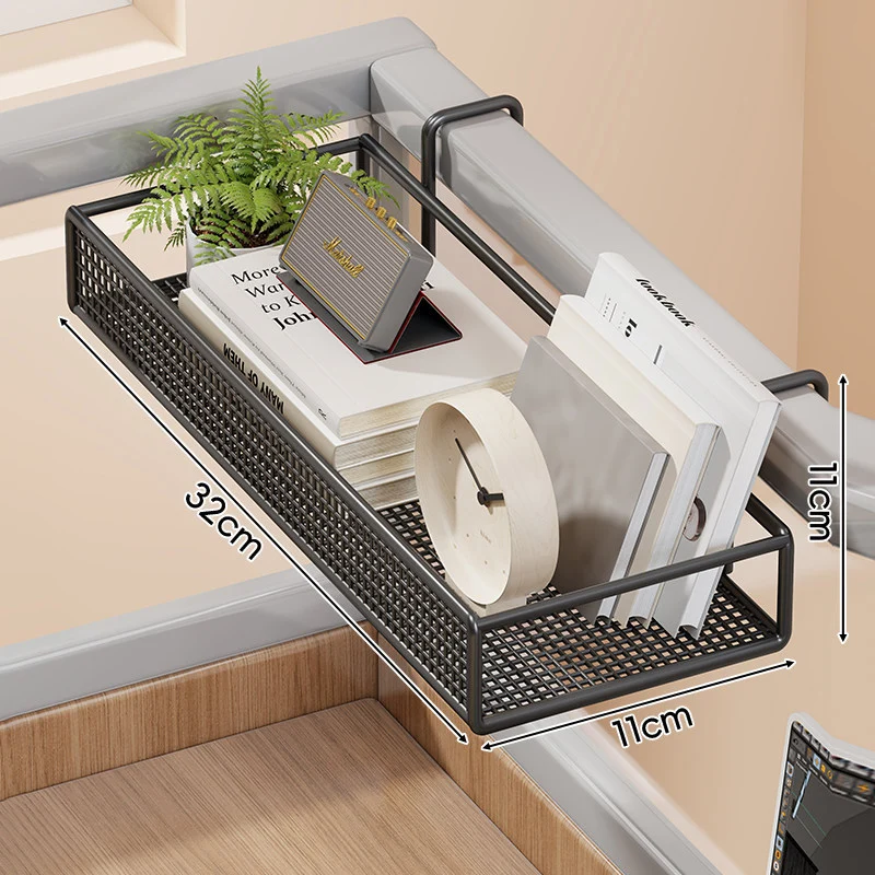 Clamp-On-Mesh-Schreibtisch-Trennwand-Regal-Organizer mit Rautenschale und Überkantenhaken