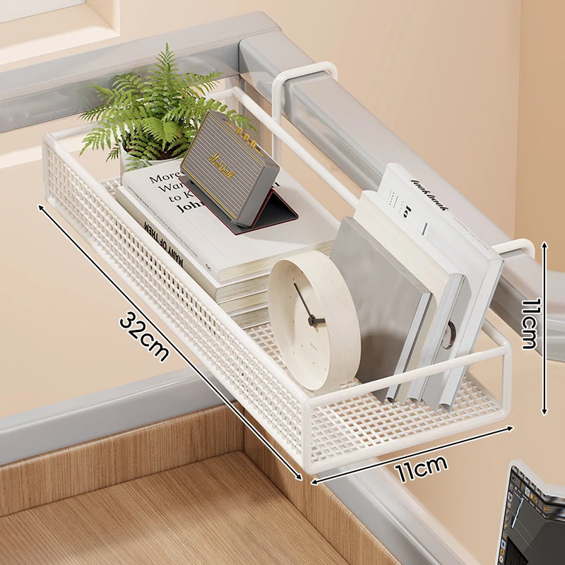 Clamp-On-Mesh-Schreibtisch-Trennwand-Regal-Organizer mit Rautenschale und Überkantenhaken
