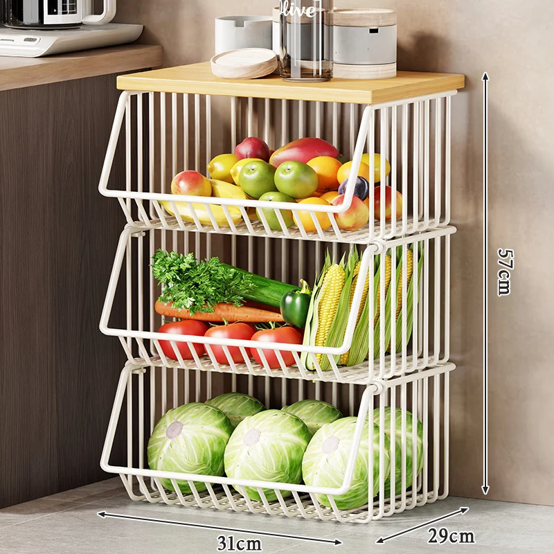 Slim Vertikale Rollende Draht Obst- und Vorratsorganisierer Wagen mit Holzplatte