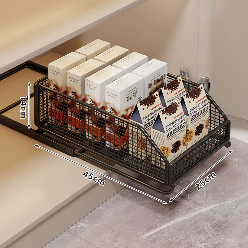 Ausziehbarer Mesh-Pantry-Schublade mit sanften Schließschienen und belüfteten Seiten