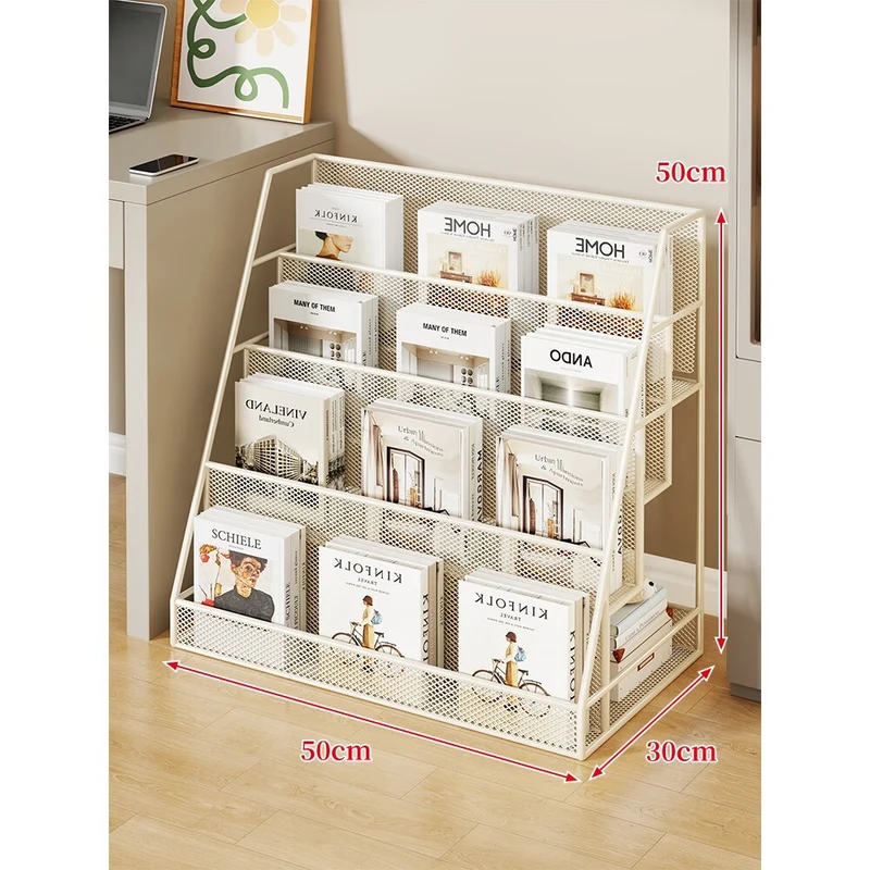 Schräg Mesh Rollender Magazin- und Buchdisplayregal mit Feststellrollen