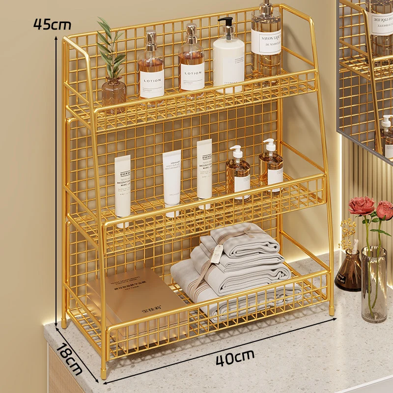 Winkelständer mit drei Drahtkörben und Gitterrückwand für geneigte Desktop-Mesh-Gepäckablage und -Thekenorganizer