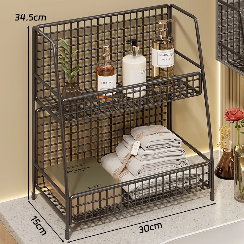 Winkelständer mit drei Drahtkörben und Gitterrückwand für geneigte Desktop-Mesh-Gepäckablage und -Thekenorganizer