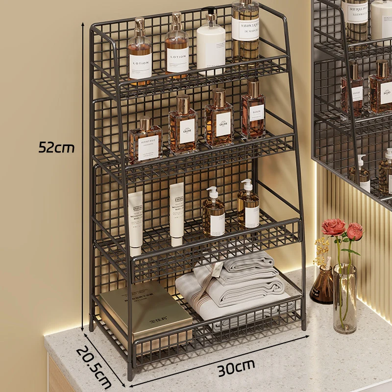 Winkelständer mit drei Drahtkörben und Gitterrückwand für geneigte Desktop-Mesh-Gepäckablage und -Thekenorganizer