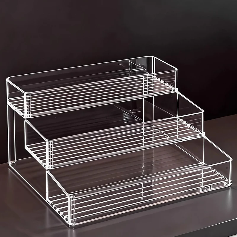Acryl Drei-Ebenen Display Organizer für Kosmetik und Thekenaufbewahrung