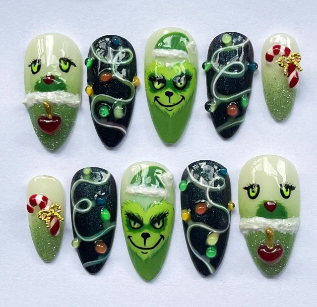 Verspieltes, saisonales Press-On Nagelkunst Set