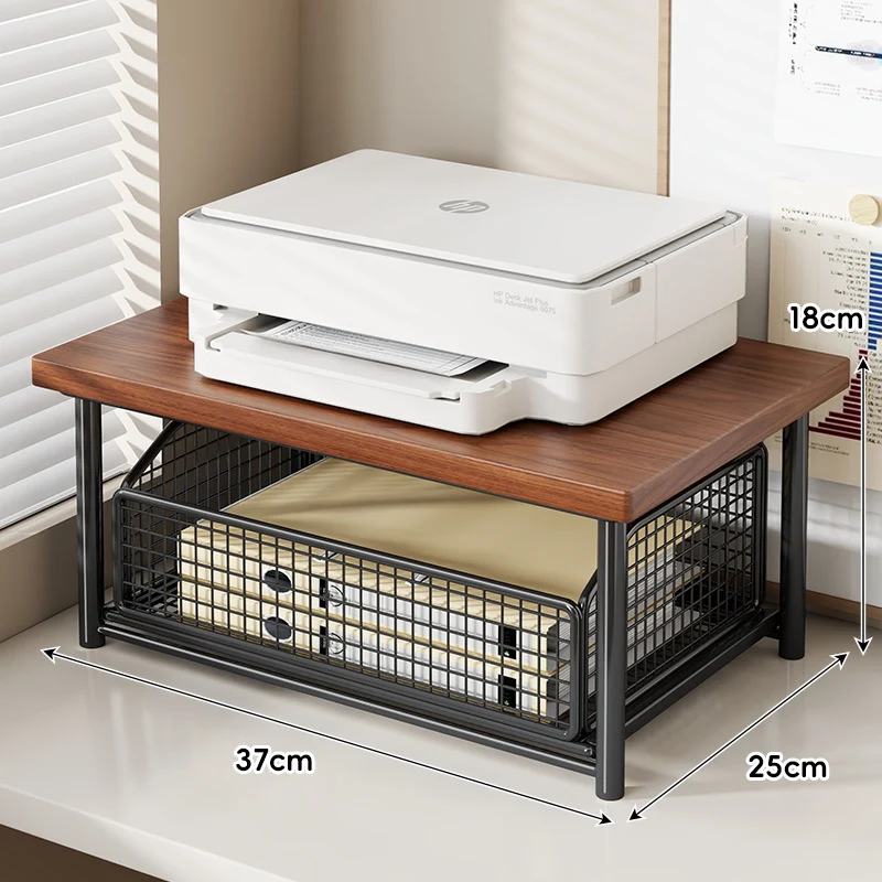Desktop-Drucker- und Büromöbel-Riser mit Holzoberfläche und schiebbarer Netzschublade
