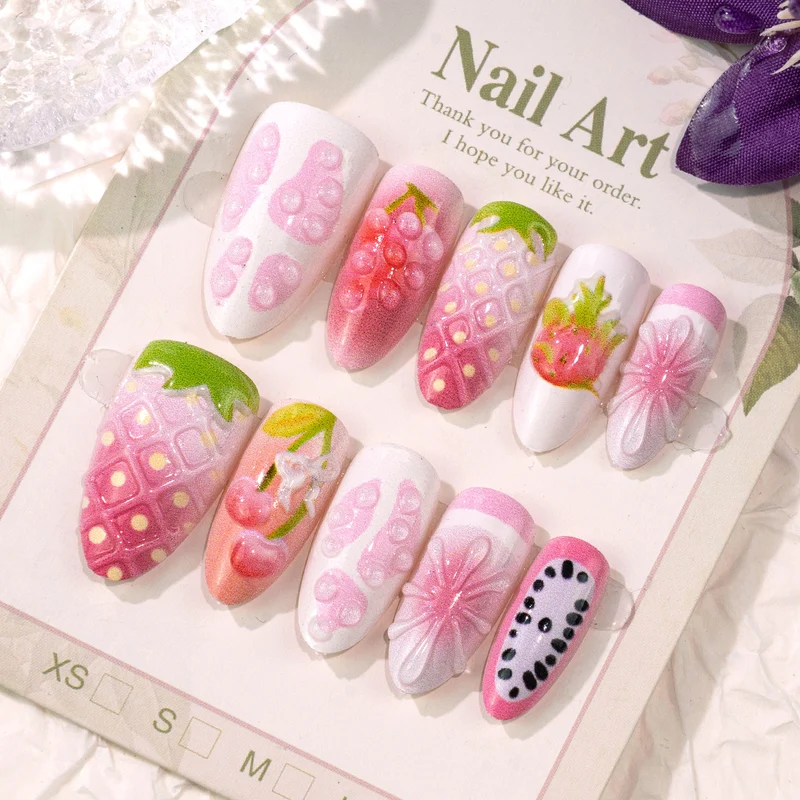 Obst inspiriertes dekoratives Druck-on-Nagelkunst-Set