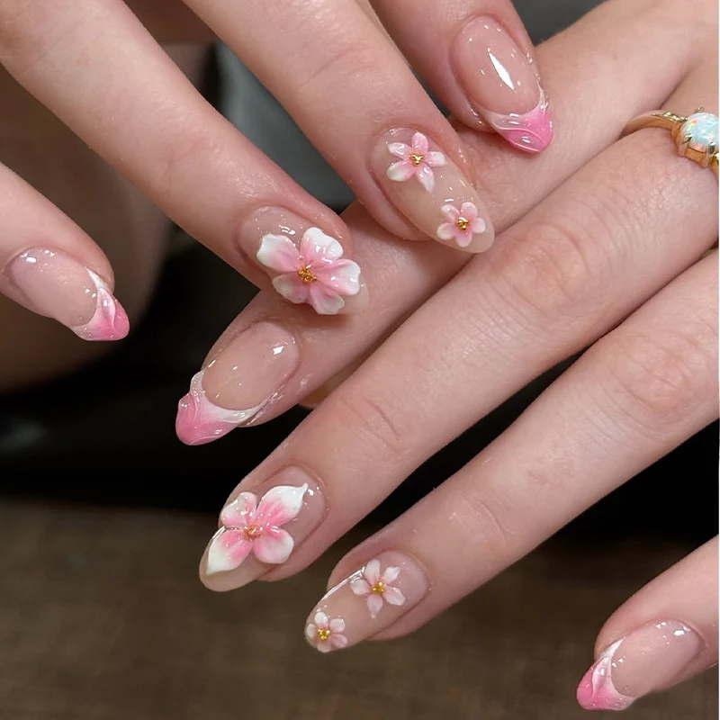 Blumenmuster Press-On Nail Set