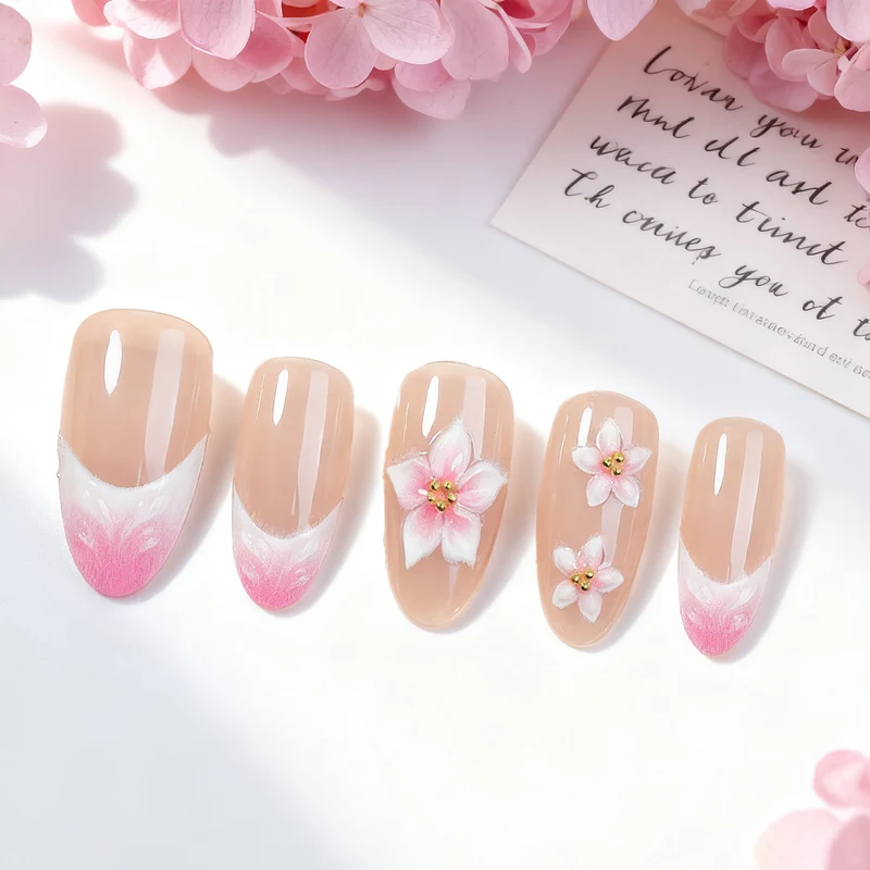 Blumenmuster Press-On Nail Set
