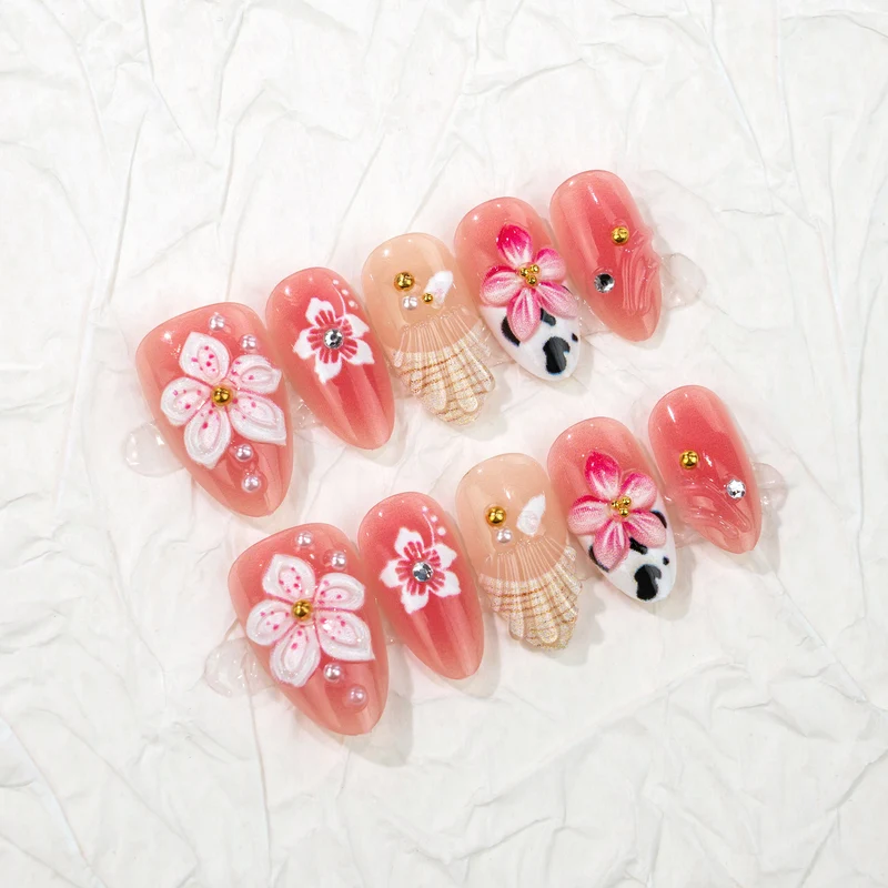 Blumenmuster Press-On Nagelkunst Kollektion