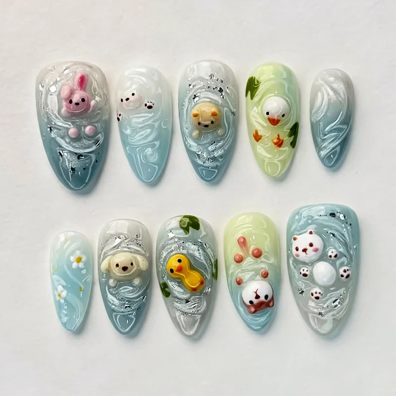 Verspielt tierisch inspiriertes Press-On Nagelkollektion