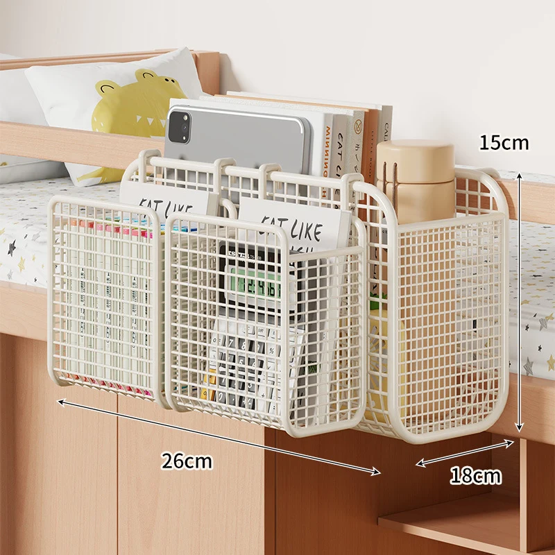 Über-Bett Drei-Compartment Metall-Mesh Hängende Nachttisch Organizer Caddy