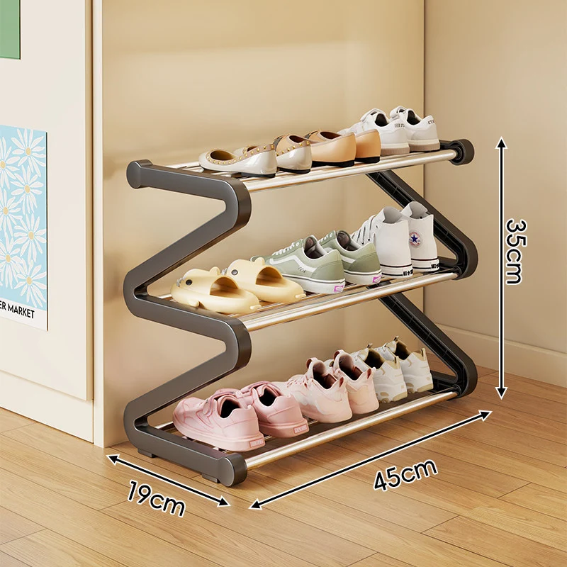 Kompakter Z-förmiger Multi-Tier platzsparender Schuhregalorganisator