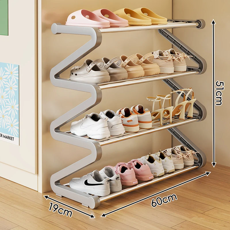 Kompakter Z-förmiger Multi-Tier platzsparender Schuhregalorganisator