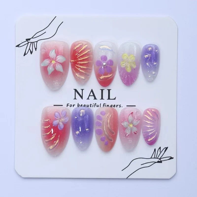 Florale Press-On Nagelkunst Set