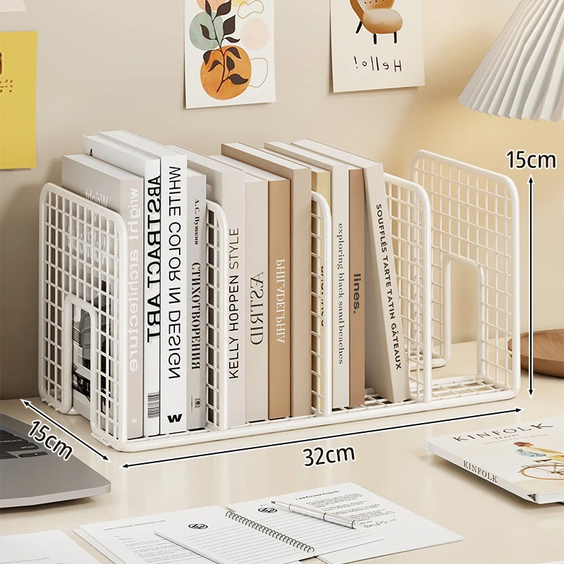 Mesh Metall Schreibtisch Buchorganisator mit verstellbaren Fächern und rutschfester Basis