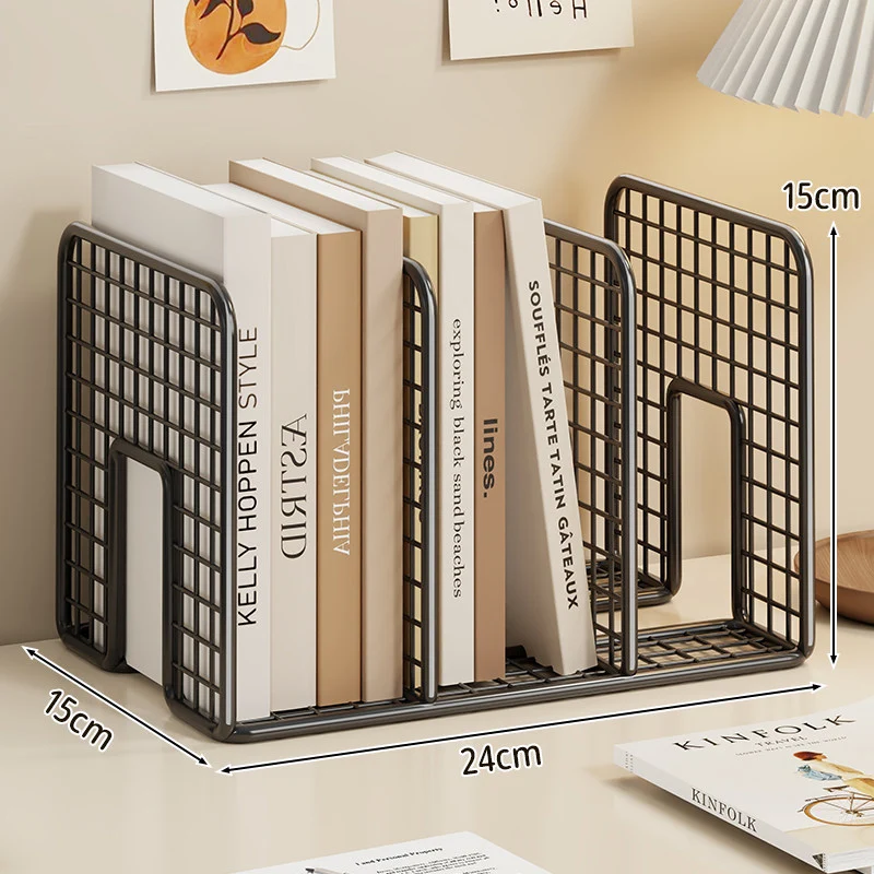 Mesh Metall Schreibtisch Buchorganisator mit verstellbaren Fächern und rutschfester Basis