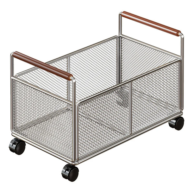 Kompaktes Mesh-Rolllager mit Holzgriffen