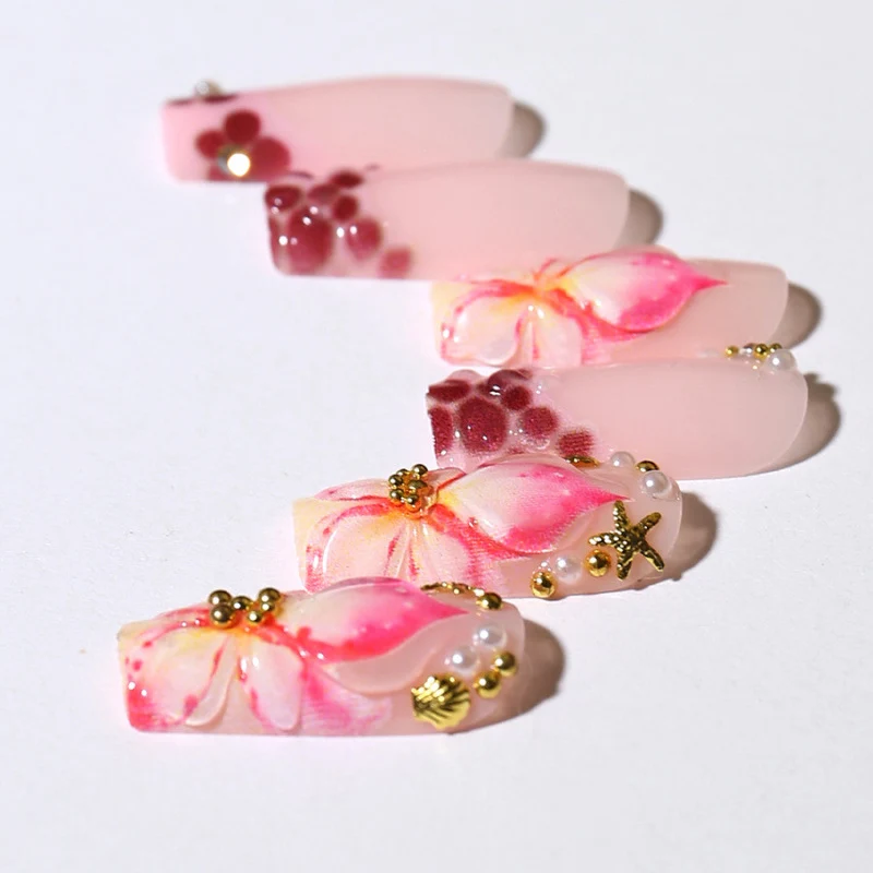 Dekoratives Blumen Press-On Nagelkunst Set