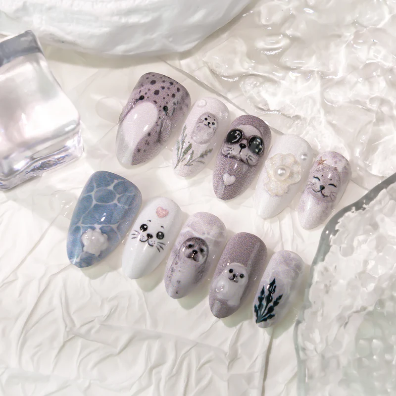 Ozean-Themen 3D Press-On Nagelkunst Set