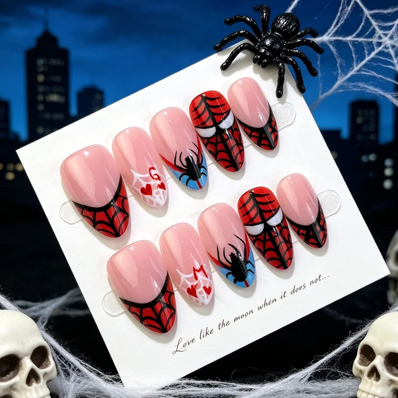 Halloween-Themen-Spinne und Netz Press-On Nagelset