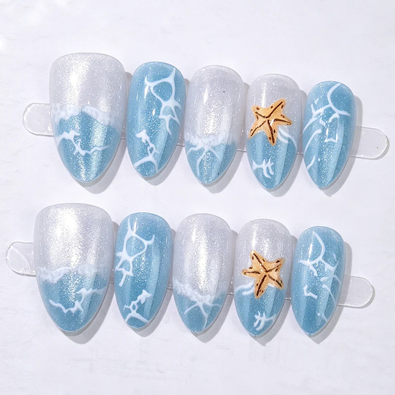 Ozean-inspiriertes Press-On Nagelkunst Set 1790738515