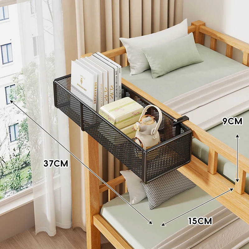 Klemmbares Mesh-Bettseitenregal mit mehreren Haken
