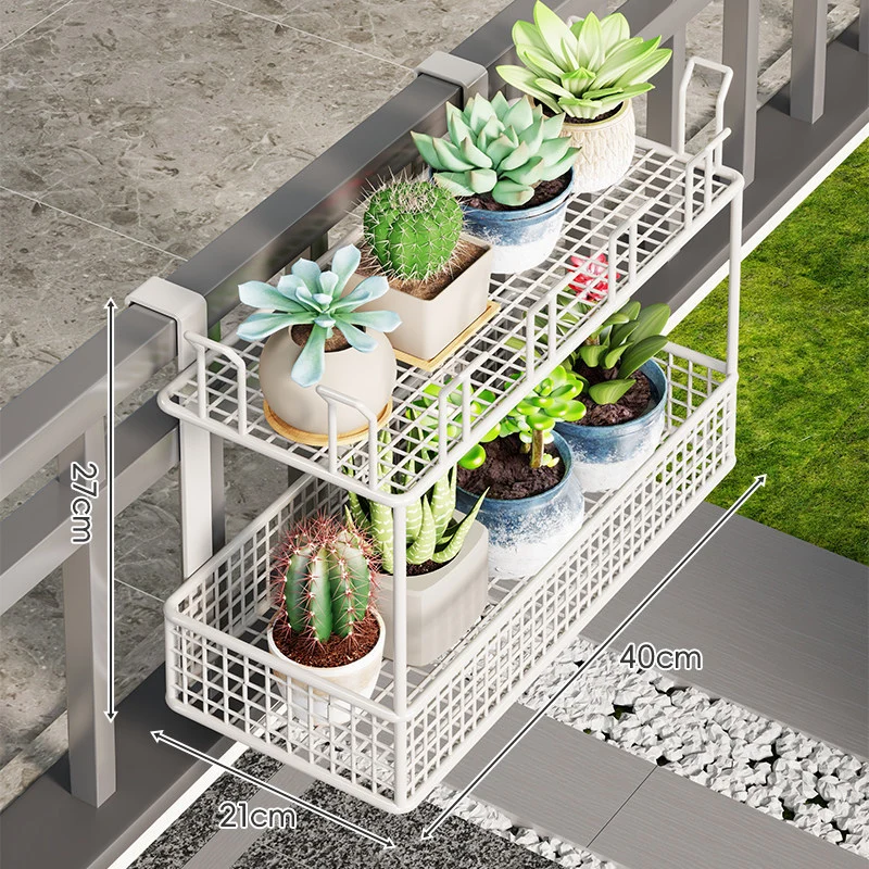 Clamp-On Balkon Geländer Pflanzkorb mit Metallgitter-Reservoir