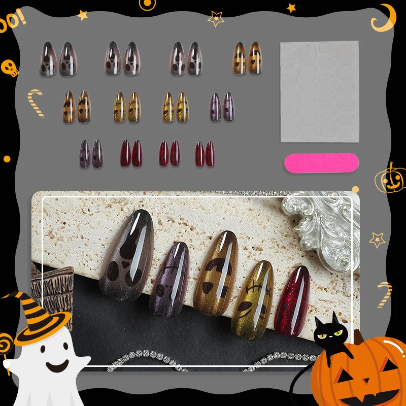 Halloween-Themed Press-On Nageldesigns