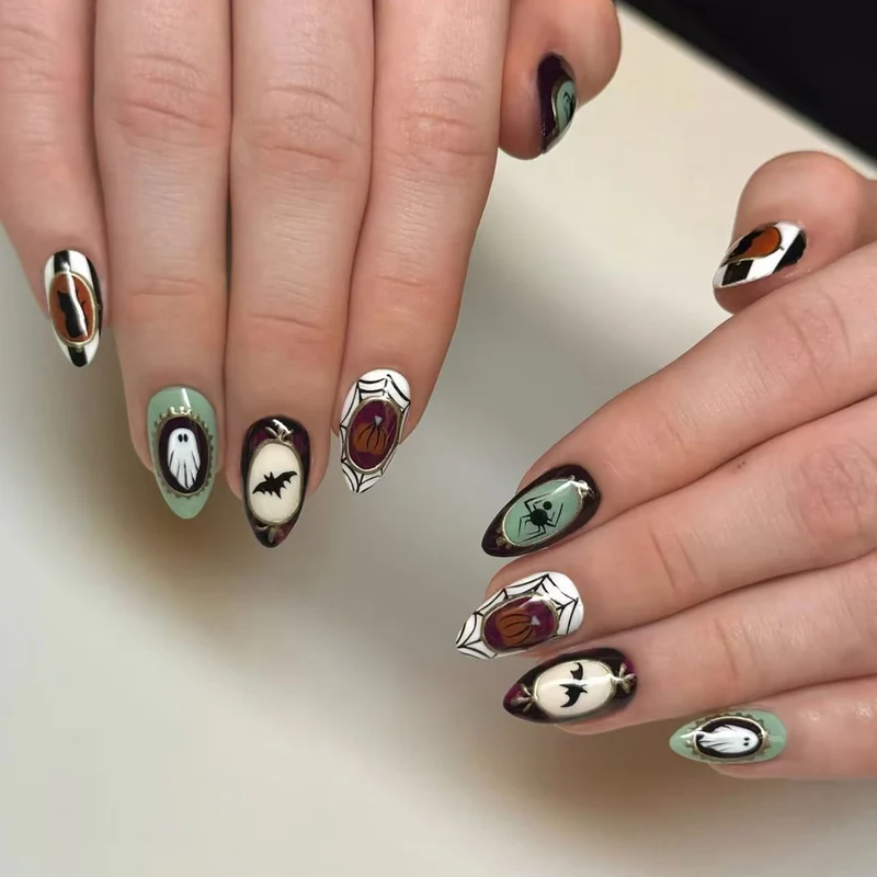 Halloween-Themen Druck-auf Nail Art Set 1790738650