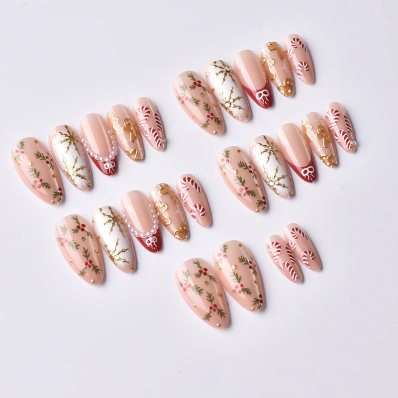 Festliches Lebkuchen-Themed Press-On Nagelset