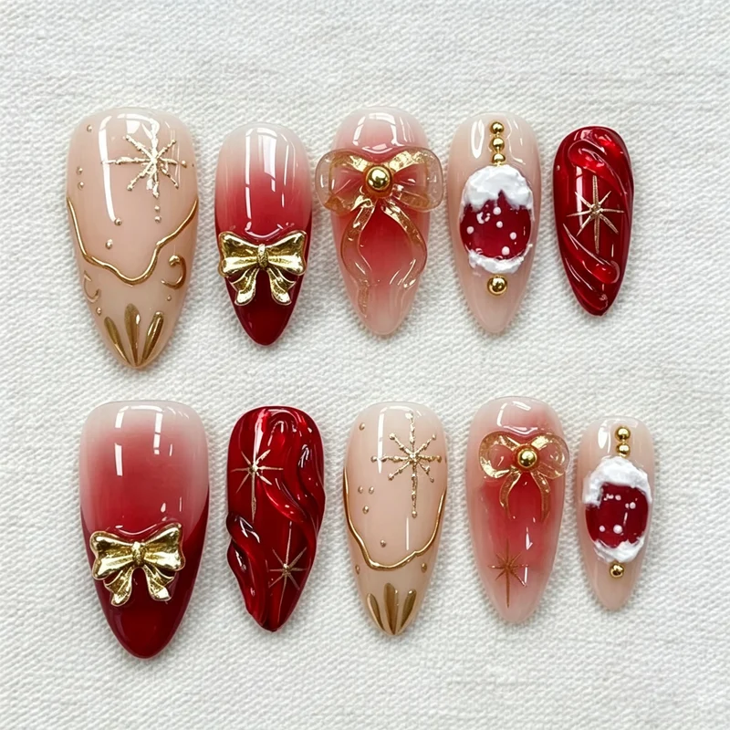 Festliches Weihnachts-Themen Press-On Nagelkunst Set 1790738583