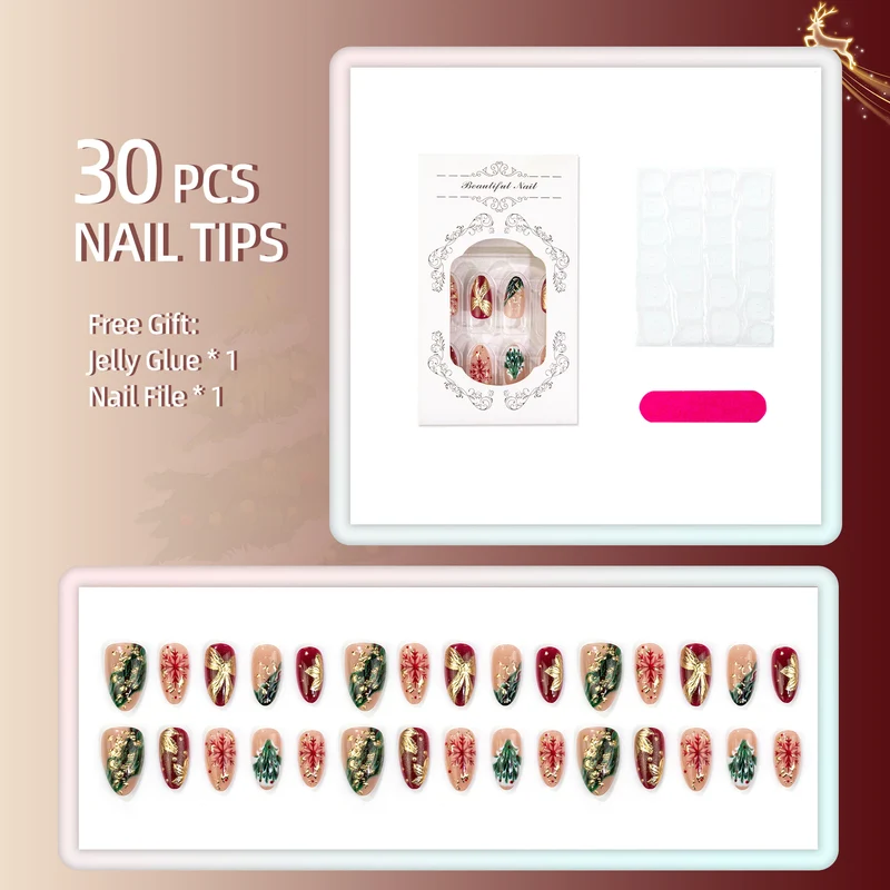 Festliche Weihnachts-Themen Druck-Nagelkunst