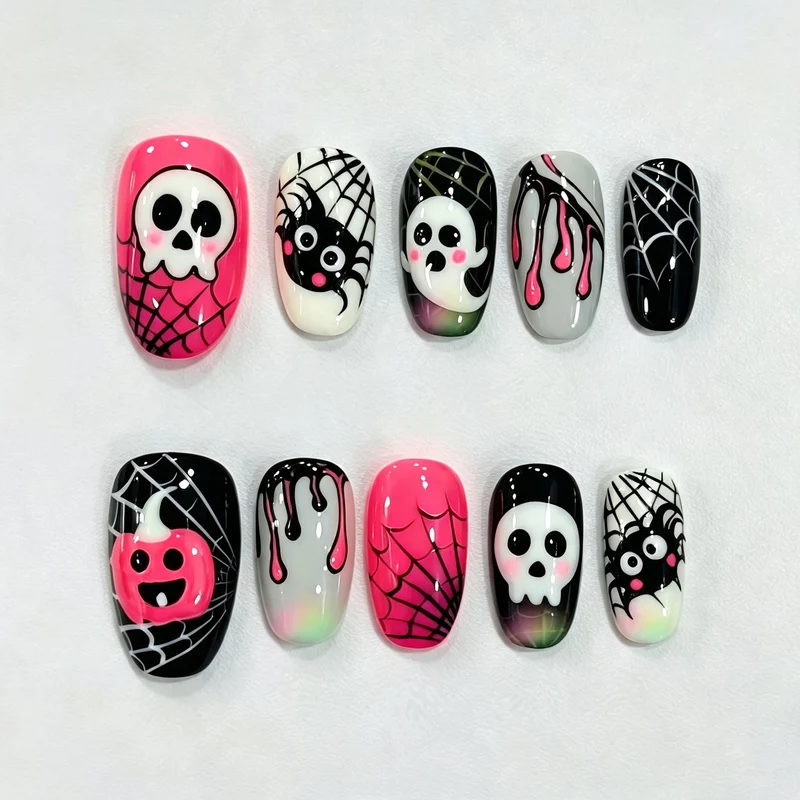 Halloween-Themen Presse-on-Nagelkunst Kollektion
