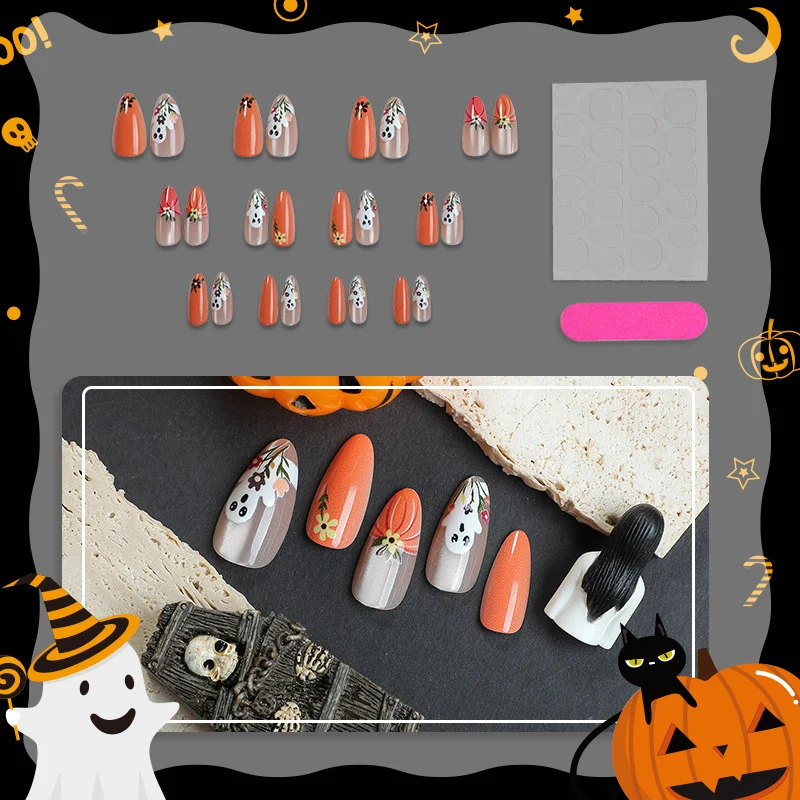 Gruselige Kürbis- und Gespenster-Nagelkunst-Set