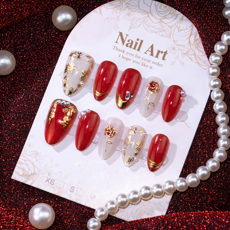 Elegantes Blumendesign Akzent-Klebe-Nagelset