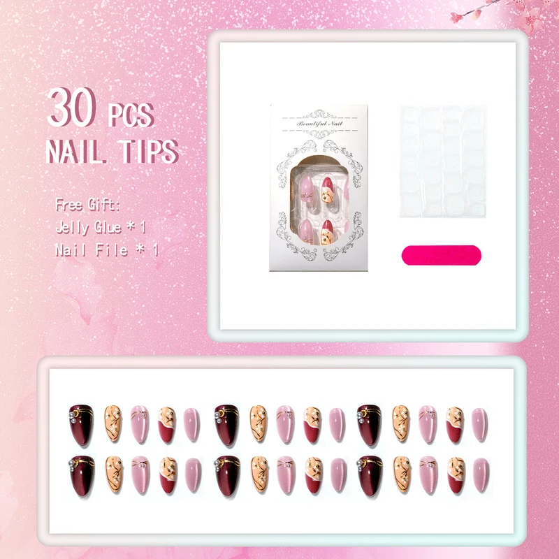 Elegantes dekoratives Press-On-Nagelkunst-Set 1790738758