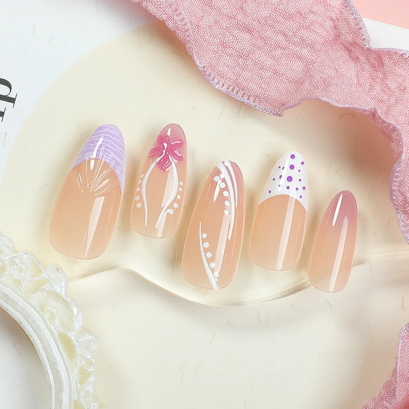 Blumen dekorative Press-On Nagel Set