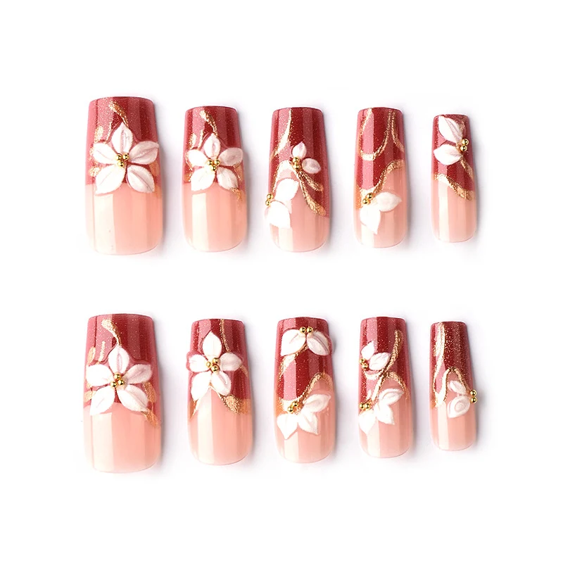 Floral Decorative Press-On Nail Art Set